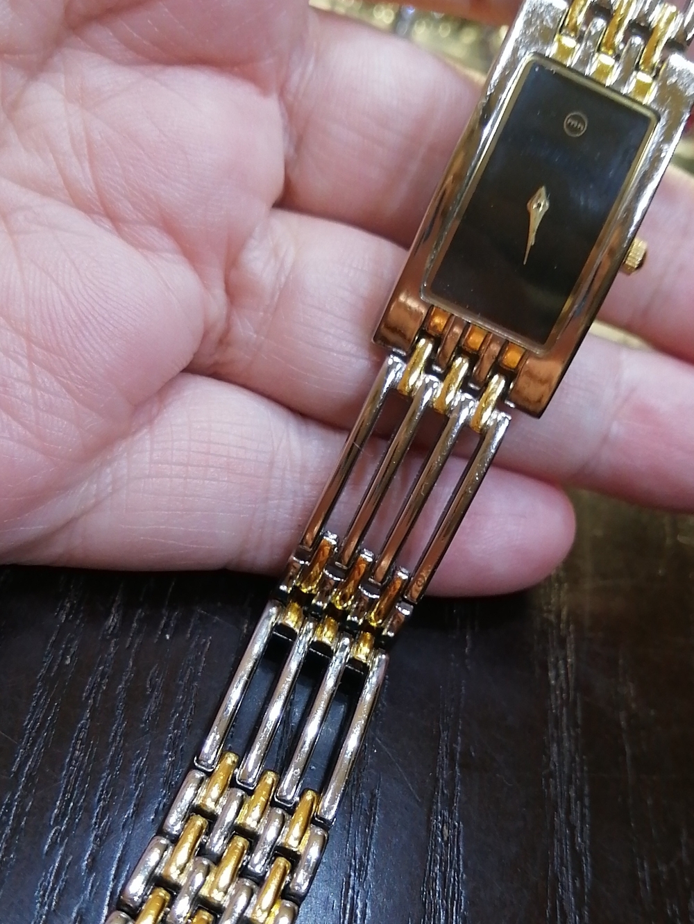 MN Gold and Silver Tone Link Vintage Men's Water Resistant Watch 8"